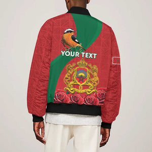 Personalised Afro Morocco Sleeve Zip Bomber Jacket Happy Proclamation Day - African Pattern