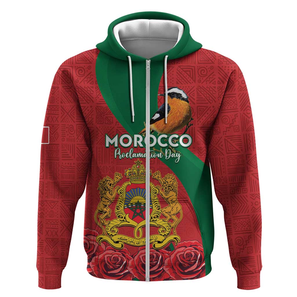 Personalised Afro Morocco Zip Hoodie Happy Proclamation Day - African Pattern