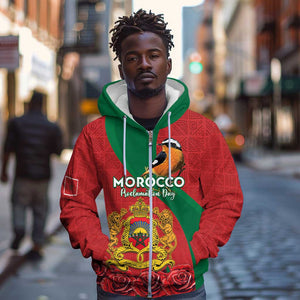 Personalised Afro Morocco Zip Hoodie Happy Proclamation Day - African Pattern