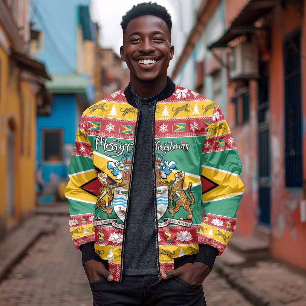 Afro Guyana Christmas Bomber Jacket Mix Coat Of Arms