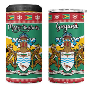 Afro Guyana Christmas 4 in 1 Can Cooler Tumbler Mix Coat Of Arms