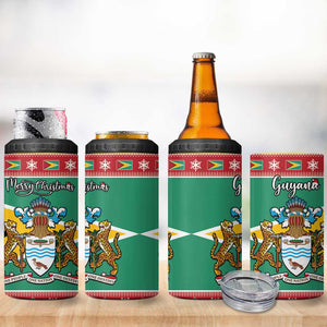 Afro Guyana Christmas 4 in 1 Can Cooler Tumbler Mix Coat Of Arms