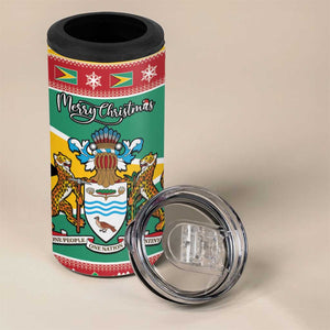 Afro Guyana Christmas 4 in 1 Can Cooler Tumbler Mix Coat Of Arms