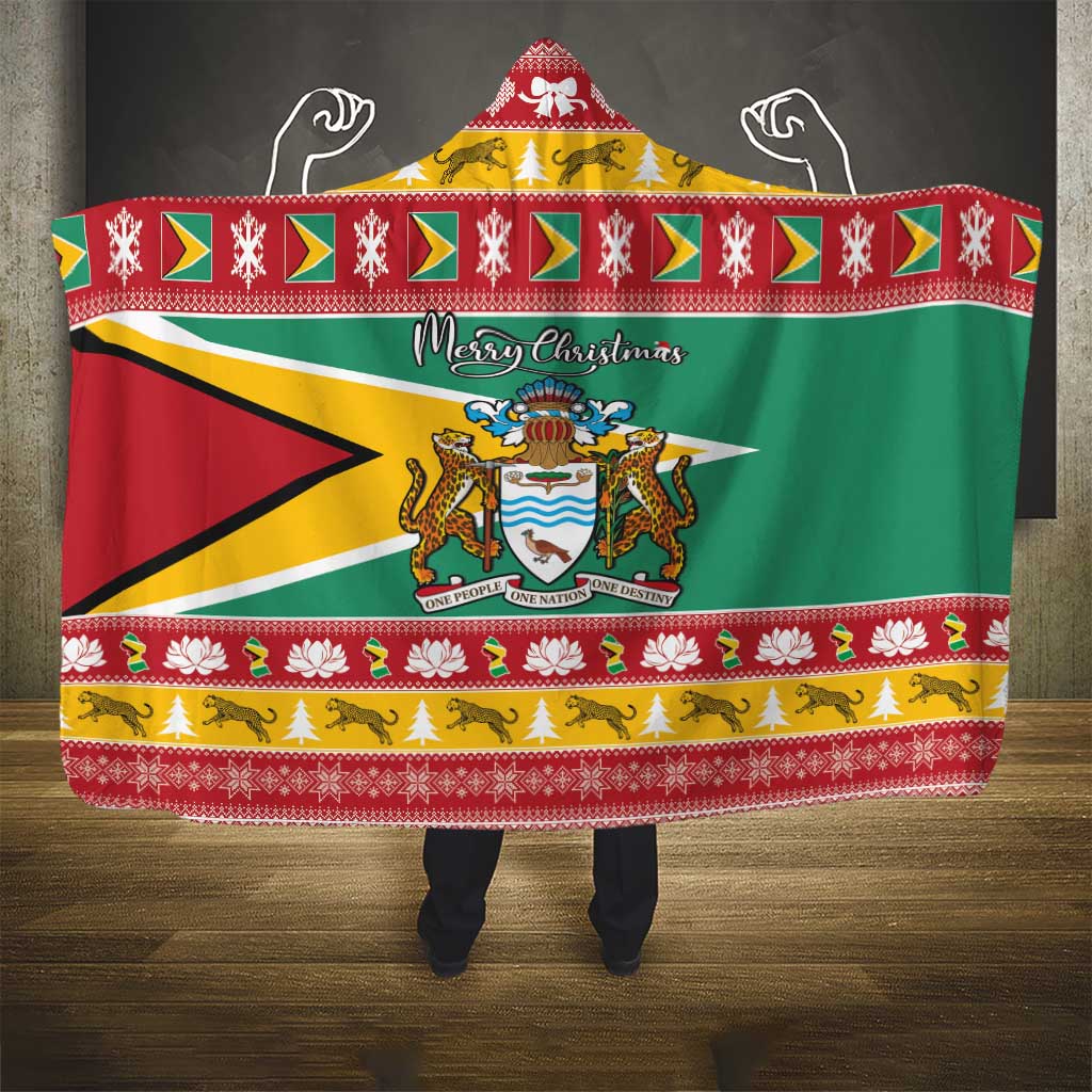 Afro Guyana Christmas Hooded Blanket Mix Coat Of Arms