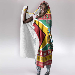 Afro Guyana Christmas Hooded Blanket Mix Coat Of Arms