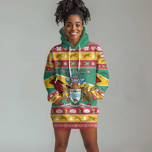 Afro Guyana Christmas Hoodie Dress Mix Coat Of Arms