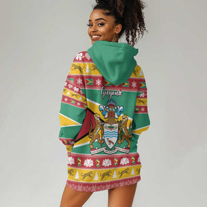 Afro Guyana Christmas Hoodie Dress Mix Coat Of Arms