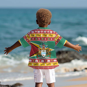 Afro Guyana Christmas Kid Hawaiian Shirt Mix Coat Of Arms