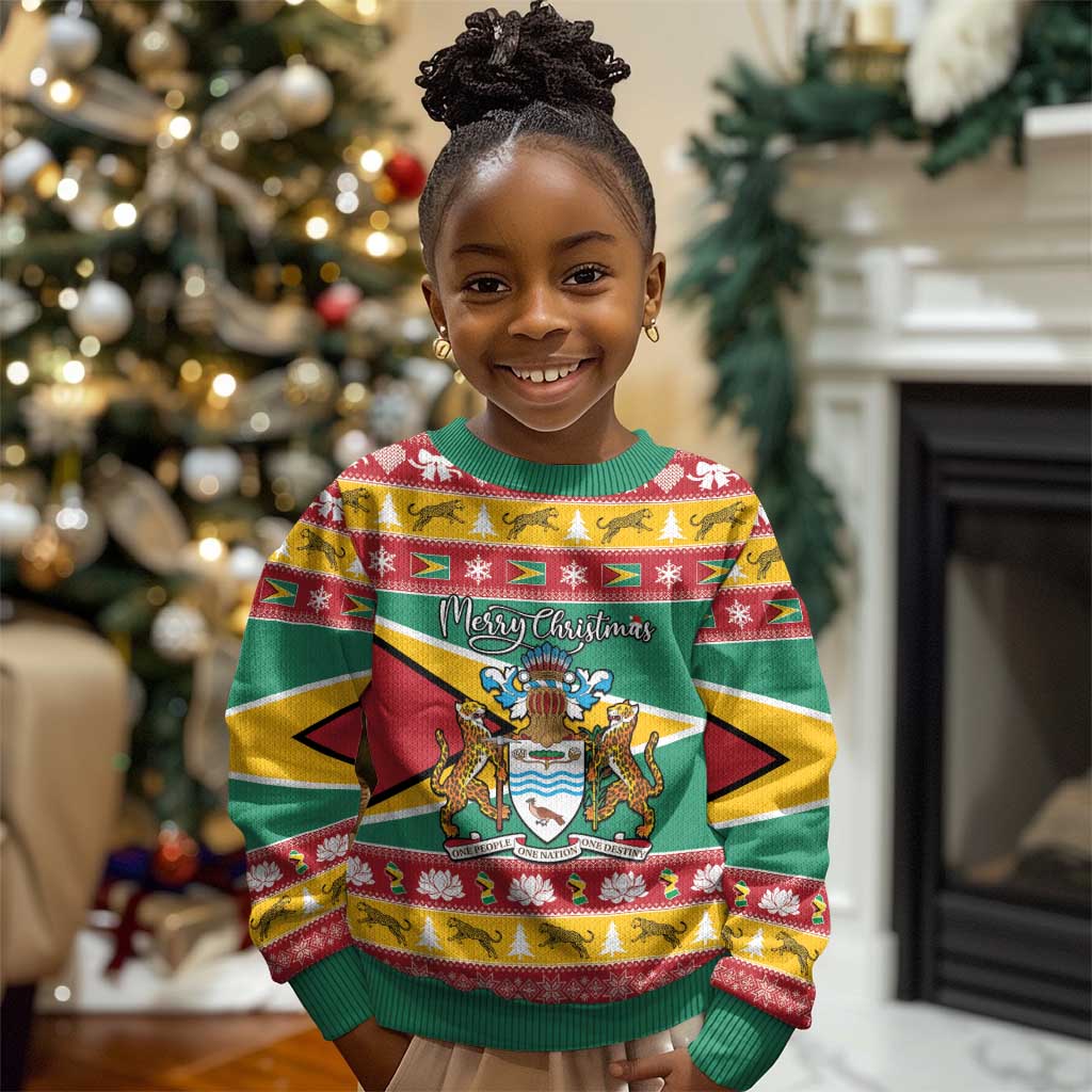 Afro Guyana Christmas Kid Ugly Christmas Sweater Mix Coat Of Arms