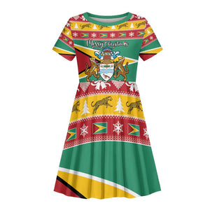 Afro Guyana Christmas Kid Short Sleeve Dress Mix Coat Of Arms