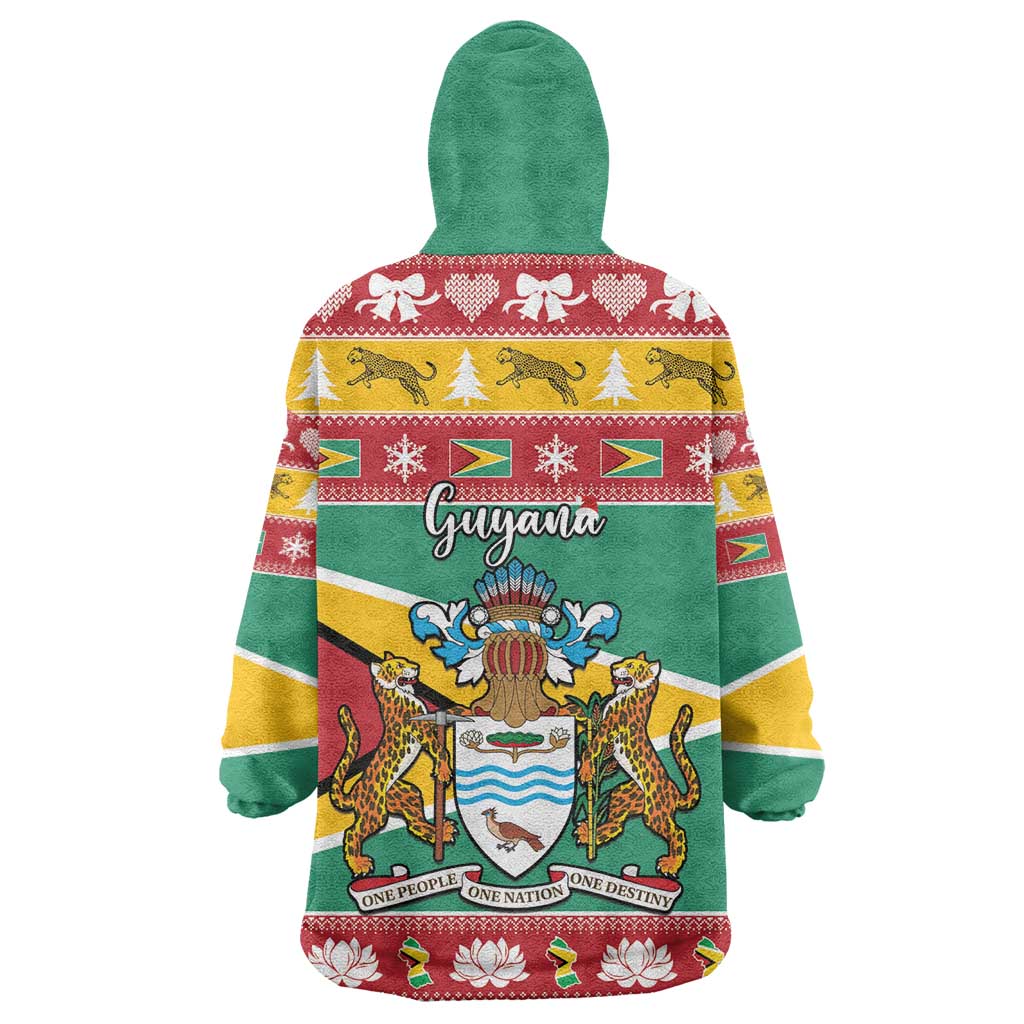 Afro Guyana Christmas Kid Wearable Blanket Hoodie Mix Coat Of Arms