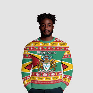 Afro Guyana Christmas Ugly Christmas Sweater Mix Coat Of Arms