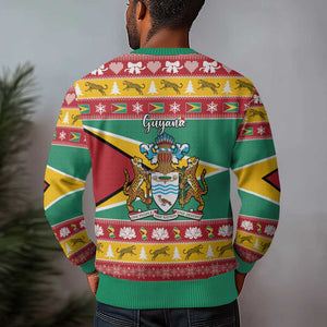 Afro Guyana Christmas Ugly Christmas Sweater Mix Coat Of Arms