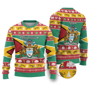 Afro Guyana Christmas Ugly Christmas Sweater Mix Coat Of Arms