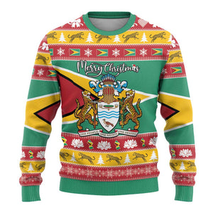 Afro Guyana Christmas Ugly Christmas Sweater Mix Coat Of Arms