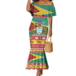 Afro Guyana Christmas Mermaid Dress Mix Coat Of Arms