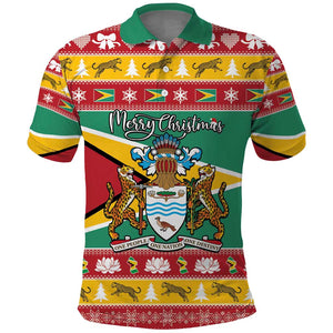 Afro Guyana Christmas Polo Shirt Mix Coat Of Arms