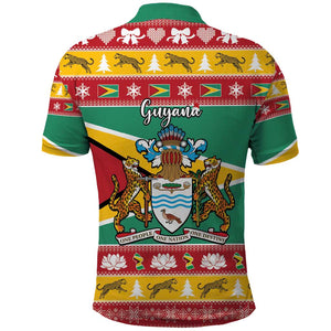 Afro Guyana Christmas Polo Shirt Mix Coat Of Arms