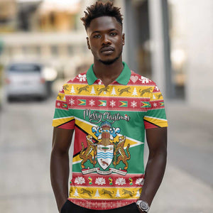 Afro Guyana Christmas Polo Shirt Mix Coat Of Arms