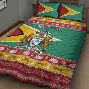 Afro Guyana Christmas Quilt Bed Set Mix Coat Of Arms