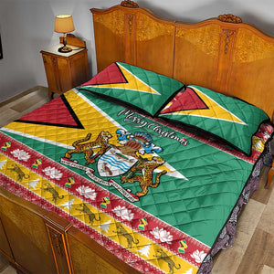 Afro Guyana Christmas Quilt Bed Set Mix Coat Of Arms