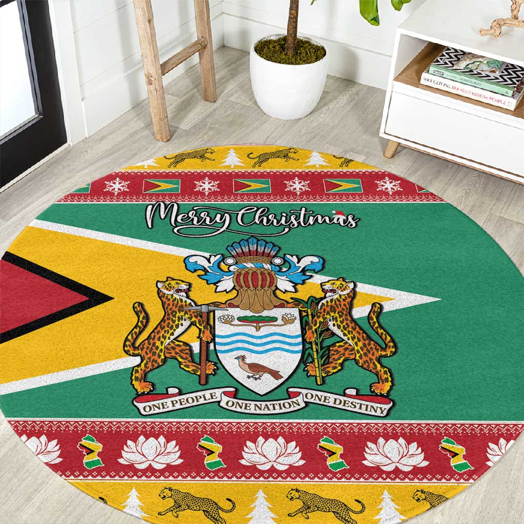 Afro Guyana Christmas Round Carpet Mix Coat Of Arms