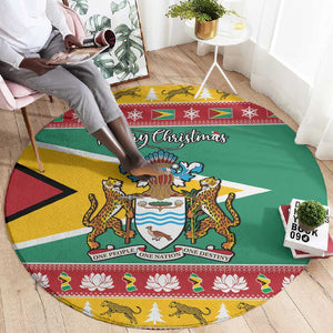 Afro Guyana Christmas Round Carpet Mix Coat Of Arms