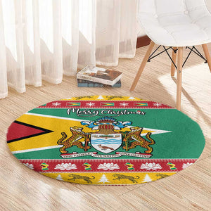 Afro Guyana Christmas Round Carpet Mix Coat Of Arms