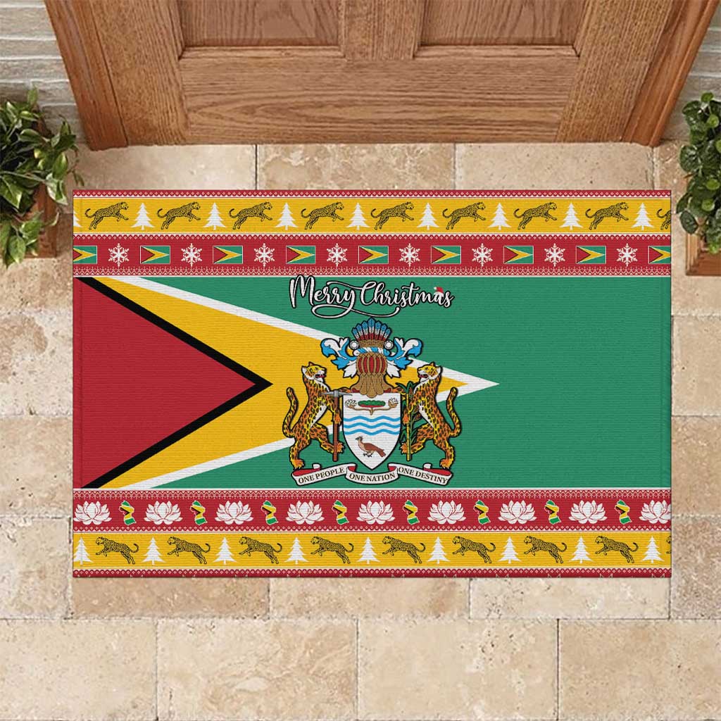 Afro Guyana Christmas Rubber Doormat Mix Coat Of Arms