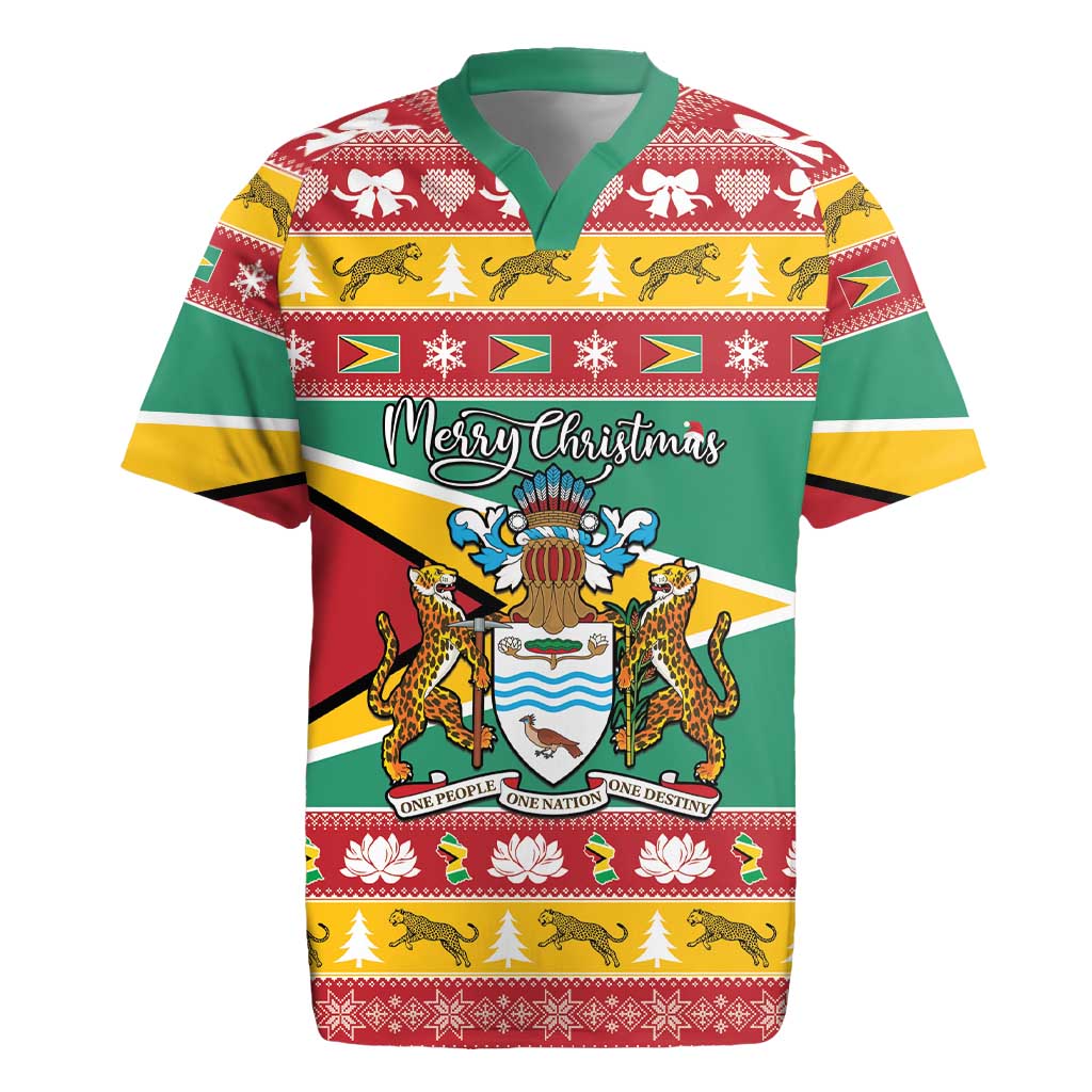 Afro Guyana Christmas Rugby Jersey Mix Coat Of Arms