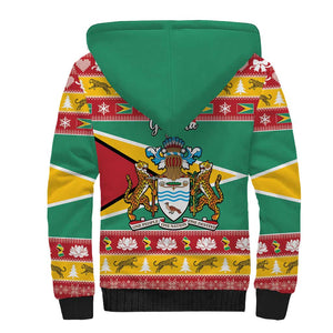 Afro Guyana Christmas Sherpa Hoodie Mix Coat Of Arms