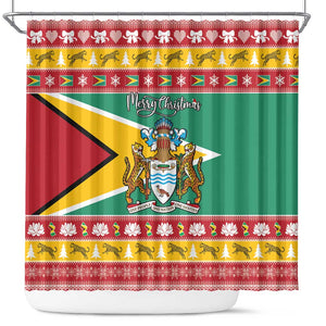 Afro Guyana Christmas Shower Curtain Mix Coat Of Arms