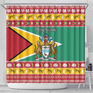 Afro Guyana Christmas Shower Curtain Mix Coat Of Arms