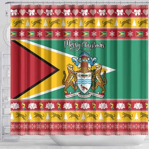 Afro Guyana Christmas Shower Curtain Mix Coat Of Arms