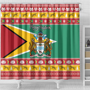 Afro Guyana Christmas Shower Curtain Mix Coat Of Arms