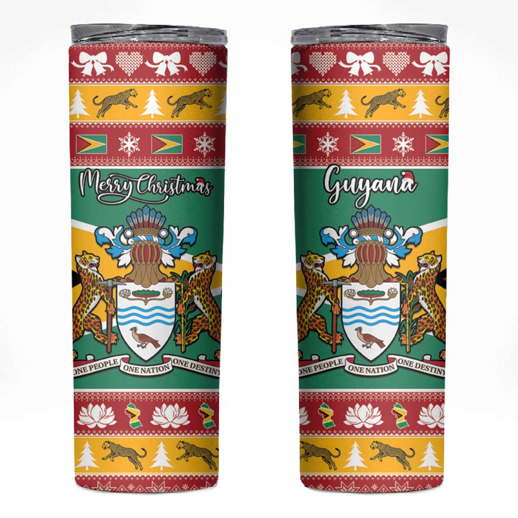 Afro Guyana Christmas Skinny Tumbler Mix Coat Of Arms