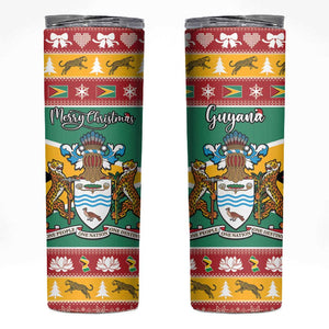 Afro Guyana Christmas Skinny Tumbler Mix Coat Of Arms