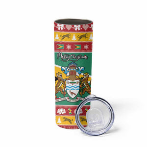 Afro Guyana Christmas Skinny Tumbler Mix Coat Of Arms