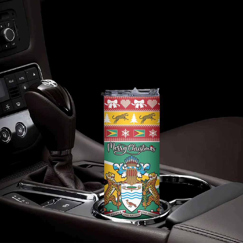 Afro Guyana Christmas Skinny Tumbler Mix Coat Of Arms