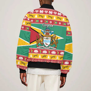 Afro Guyana Christmas Sleeve Zip Bomber Jacket Mix Coat Of Arms