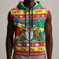 Afro Guyana Christmas Sleeveless Zip Hoodie Mix Coat Of Arms - African Pride