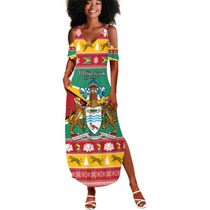 Afro Guyana Christmas Summer Maxi Dress Mix Coat Of Arms