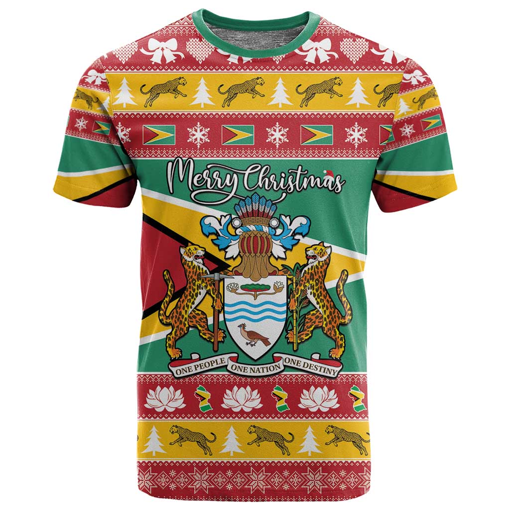 Afro Guyana Christmas T shirt Mix Coat Of Arms