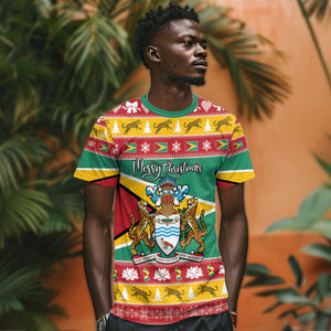 Afro Guyana Christmas T shirt Mix Coat Of Arms