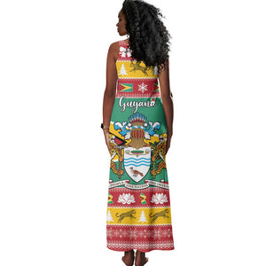 Afro Guyana Christmas Tank Maxi Dress Mix Coat Of Arms