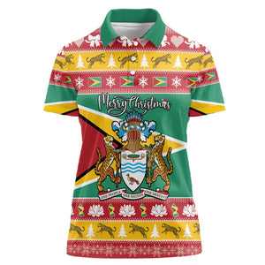 Afro Guyana Christmas Women Polo Shirt Mix Coat Of Arms