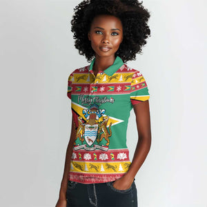 Afro Guyana Christmas Women Polo Shirt Mix Coat Of Arms