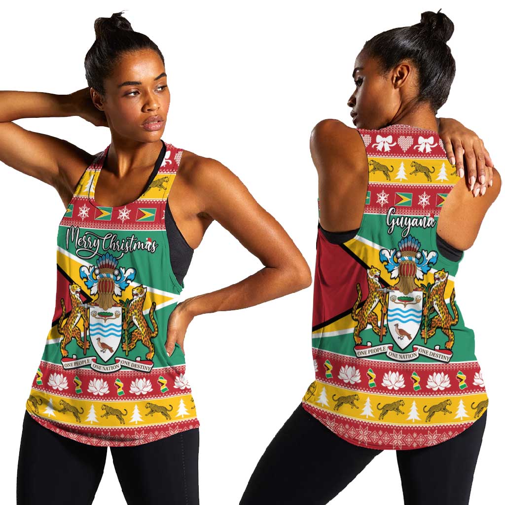 Afro Guyana Christmas Women Racerback Tank Mix Coat Of Arms