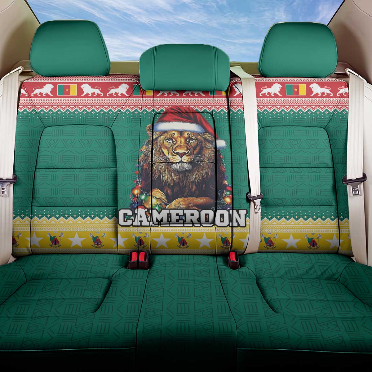 Cameroon Christmas Back Car Seat Cover Lion African Santa