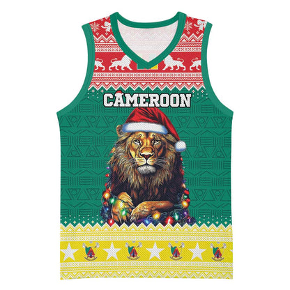 Cameroon Christmas Basketball Jersey Lion African Santa LT15